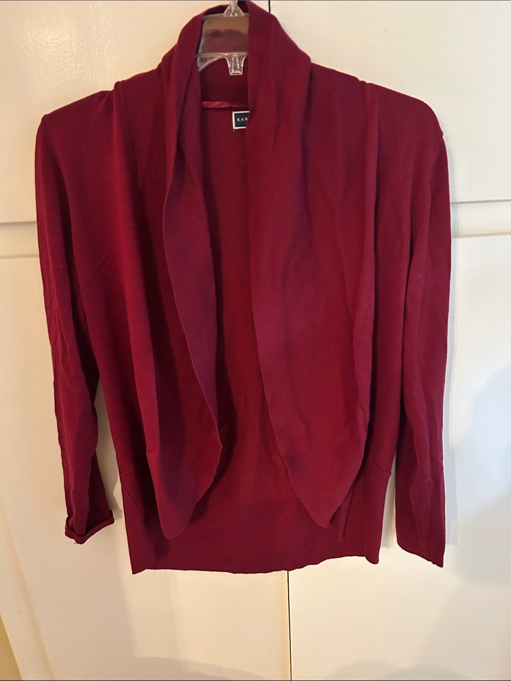 Karen Scott Open-Front Cardigan Sweater - Burgundy never worn.